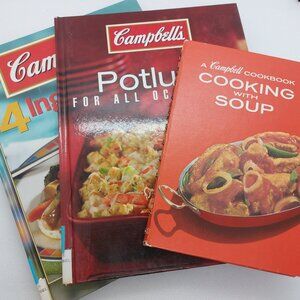 3 Hardcover Campbell's Cookbooks Cooking With Soup, Potluck, 4 Ingredients